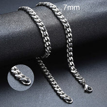Load image into Gallery viewer, Vnox Basic Punk Stainless Steel Necklace for Men Women Curb Cuban Link Chain Chokers Vintage Black Gold Tone Solid Metal
