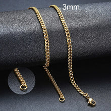 Load image into Gallery viewer, Vnox Basic Punk Stainless Steel Necklace for Men Women Curb Cuban Link Chain Chokers Vintage Black Gold Tone Solid Metal
