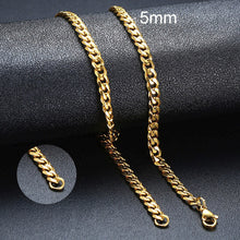 Load image into Gallery viewer, Vnox Basic Punk Stainless Steel Necklace for Men Women Curb Cuban Link Chain Chokers Vintage Black Gold Tone Solid Metal
