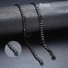 Load image into Gallery viewer, Vnox Basic Punk Stainless Steel Necklace for Men Women Curb Cuban Link Chain Chokers Vintage Black Gold Tone Solid Metal

