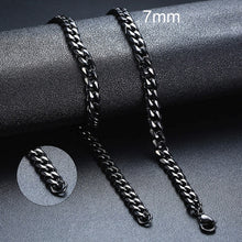 Load image into Gallery viewer, Vnox Basic Punk Stainless Steel Necklace for Men Women Curb Cuban Link Chain Chokers Vintage Black Gold Tone Solid Metal

