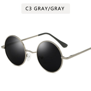 Retro Punk Style Round Polarized Sunglasses  Men Women Brand Designer Round Metal Frame  High Quality  Sun Glasses UV400