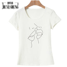 Load image into Gallery viewer, Women casual O-Neck Graphic Funny Cute Kiss Pattern T-Shirt 2018 Summer Tshirt Printed Short Sleeve Harajuku Tee Tops
