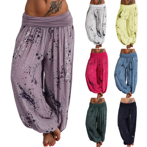 New Fashion Women Ladies Printed Band Width Loose Leg Pants Women's Casual Full Length Harem Pants брюки женские #s