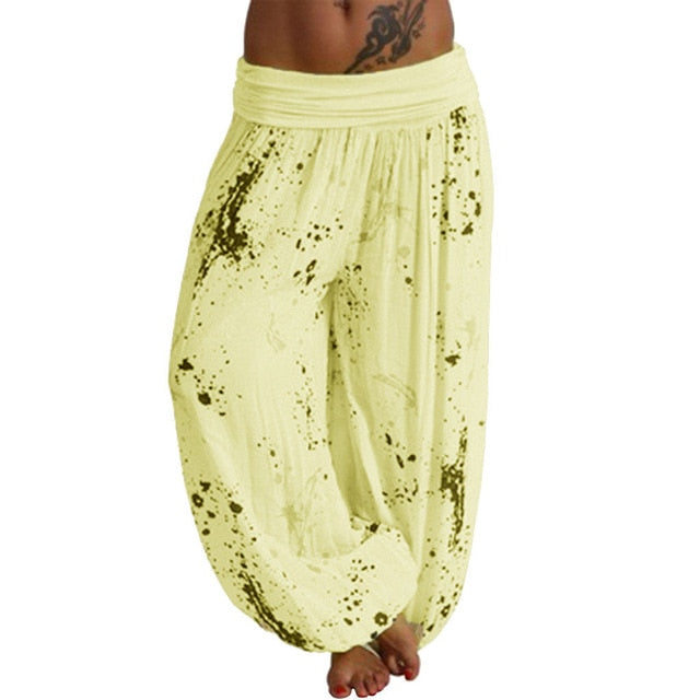 New Fashion Women Ladies Printed Band Width Loose Leg Pants Women's Casual Full Length Harem Pants брюки женские #s