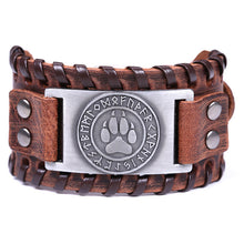 Load image into Gallery viewer, Teamer Viking Bracelet for Men Women Wide Leather Bangle Compass Vegvisir Tree of Life Wolf Fox Wristband Amulet Wicca Jewelry
