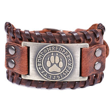 Load image into Gallery viewer, Teamer Viking Bracelet for Men Women Wide Leather Bangle Compass Vegvisir Tree of Life Wolf Fox Wristband Amulet Wicca Jewelry
