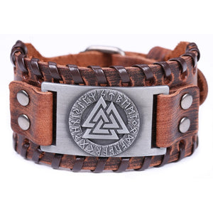 Teamer Viking Bracelet for Men Women Wide Leather Bangle Compass Vegvisir Tree of Life Wolf Fox Wristband Amulet Wicca Jewelry