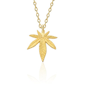Fashion Trendy Maple Leaf Necklace Hemp Leaf Pendant Charm Chain Necklace For Women Men Gifts Jewelry Accessories Long 50cm
