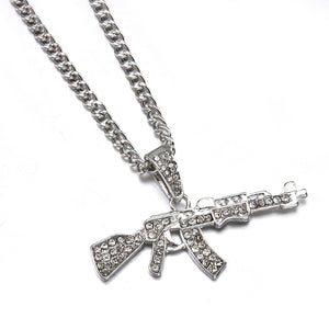 Fashion Choker Necklaces for Women 2020 Gun Pendant Crystal Rhinestone Chain Necklace Women Men Punk Chains Jewelry Gift