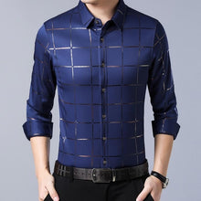 Load image into Gallery viewer, 2019 brand casual spring luxury plaid long sleeve slim fit men shirt streetwear social dress shirts mens fashions jersey 2309
