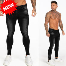 Load image into Gallery viewer, GINGTTO Jeans Men Elastic Waist Skinny Jeans Men 2020 Stretch Ripped Pants Streetwear Mens Denim Jeans Blue
