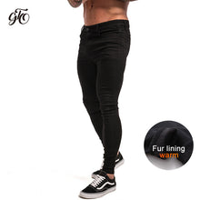 Load image into Gallery viewer, GINGTTO Jeans Men Elastic Waist Skinny Jeans Men 2020 Stretch Ripped Pants Streetwear Mens Denim Jeans Blue
