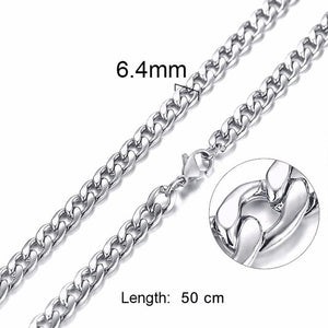 Solid Necklace Curb Chains Link Men Choker Stainless Steel Male Female Accessories Fashion