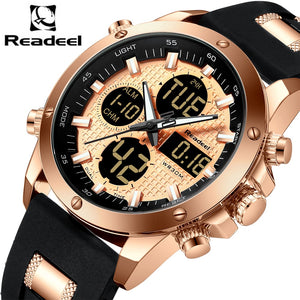 Top Brand Luxury Mens Watches Men Watch Chronograph Gold Quatz Digital Led Sport Watch Men Male Clock Man Waterproof Wristwatch