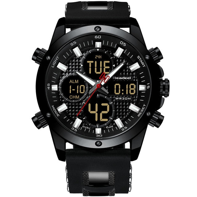 Top Brand Luxury Mens Watches Men Watch Chronograph Gold Quatz Digital Led Sport Watch Men Male Clock Man Waterproof Wristwatch
