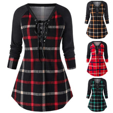 Load image into Gallery viewer, Plaid Fashion Long Blouse Shirt Women Spring Autumn Womens Tops and Blouses Top Tee Woman Shirts Clothes Plus Size XXXXL 5XL
