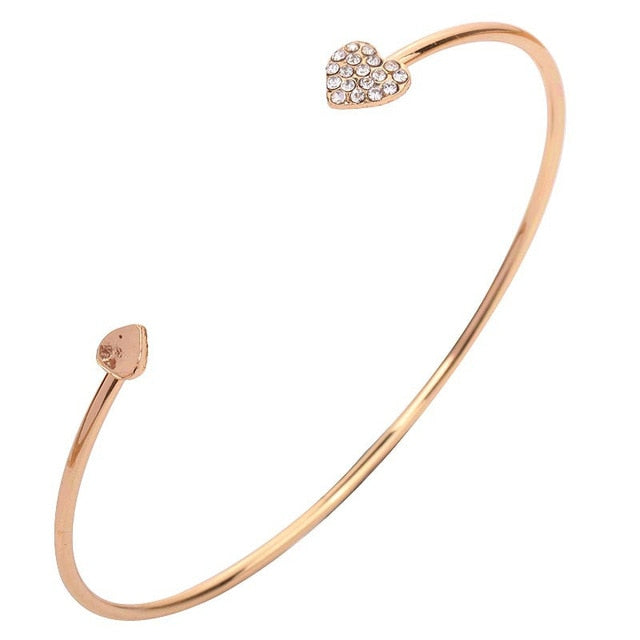 2020 New Fashion Adjustable Crystal Double Heart Bowknot Chain & Link Bracelets Women Jewelry Gift Wholesale