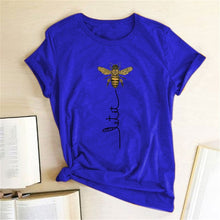 Load image into Gallery viewer, Hillbilly Women Bee Kind T-shirt Aesthetics Graphic Short Sleeve Cotton Polyester T Shirts Female Camisetas Verano Mujer 2019
