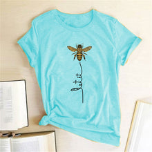 Load image into Gallery viewer, Hillbilly Women Bee Kind T-shirt Aesthetics Graphic Short Sleeve Cotton Polyester T Shirts Female Camisetas Verano Mujer 2019
