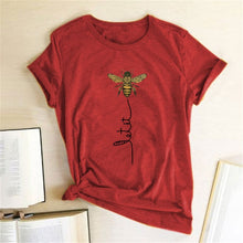 Load image into Gallery viewer, Hillbilly Women Bee Kind T-shirt Aesthetics Graphic Short Sleeve Cotton Polyester T Shirts Female Camisetas Verano Mujer 2019
