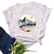 Load image into Gallery viewer, Plus Size Women&#39;s Tops T Shirt Creative Golden Mountain Peak Women T-shirt Graphic Funny Print Cotton Tshirt Summer Top Tees
