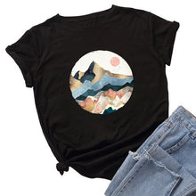 Load image into Gallery viewer, Plus Size Women&#39;s Tops T Shirt Creative Golden Mountain Peak Women T-shirt Graphic Funny Print Cotton Tshirt Summer Top Tees
