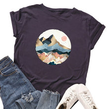 Load image into Gallery viewer, Plus Size Women&#39;s Tops T Shirt Creative Golden Mountain Peak Women T-shirt Graphic Funny Print Cotton Tshirt Summer Top Tees
