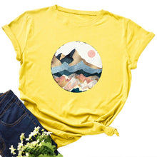 Load image into Gallery viewer, Plus Size Women&#39;s Tops T Shirt Creative Golden Mountain Peak Women T-shirt Graphic Funny Print Cotton Tshirt Summer Top Tees
