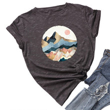 Load image into Gallery viewer, Plus Size Women&#39;s Tops T Shirt Creative Golden Mountain Peak Women T-shirt Graphic Funny Print Cotton Tshirt Summer Top Tees
