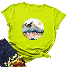 Load image into Gallery viewer, Plus Size Women&#39;s Tops T Shirt Creative Golden Mountain Peak Women T-shirt Graphic Funny Print Cotton Tshirt Summer Top Tees
