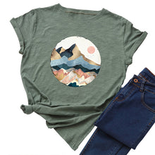 Load image into Gallery viewer, Plus Size Women&#39;s Tops T Shirt Creative Golden Mountain Peak Women T-shirt Graphic Funny Print Cotton Tshirt Summer Top Tees
