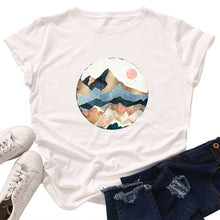 Load image into Gallery viewer, Plus Size Women&#39;s Tops T Shirt Creative Golden Mountain Peak Women T-shirt Graphic Funny Print Cotton Tshirt Summer Top Tees
