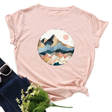 Load image into Gallery viewer, Plus Size Women&#39;s Tops T Shirt Creative Golden Mountain Peak Women T-shirt Graphic Funny Print Cotton Tshirt Summer Top Tees
