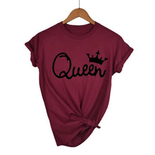 Load image into Gallery viewer, Queen Letter Print T Shirt Women Short Sleeve O Neck Loose Tshirt 2020 Summer Women Tee Shirt Tops Camisetas Mujer
