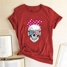 Load image into Gallery viewer, Hillbilly Funny Skull Punk T Shirt Women Fashion Casual Short Sleeve Sun Flowers Tshirts Chemise Femme Tops Mujer Verano 2019
