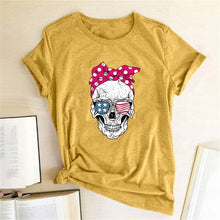 Load image into Gallery viewer, Hillbilly Funny Skull Punk T Shirt Women Fashion Casual Short Sleeve Sun Flowers Tshirts Chemise Femme Tops Mujer Verano 2019
