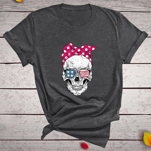 Hillbilly Funny Skull Punk T Shirt Women Fashion Casual Short Sleeve Sun Flowers Tshirts Chemise Femme Tops Mujer Verano 2019