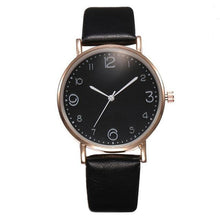 Load image into Gallery viewer, Top Fashion Style Luxury Women Leather Band Analog Quartz Wrist Watch Golden Ladies Watch Women Dress Reloj Mujer Black Clock
