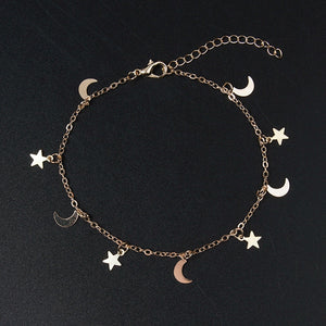 New Fashion Gold Color Moon Star Charms bracelet for Women Accessories Bracelets 4g