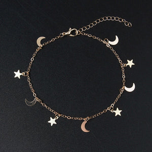 New Fashion Gold Color Moon Star Charms bracelet for Women Accessories Bracelets 4g