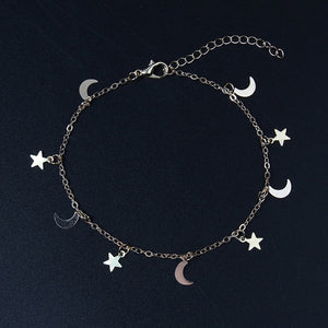 New Fashion Gold Color Moon Star Charms bracelet for Women Accessories Bracelets 4g