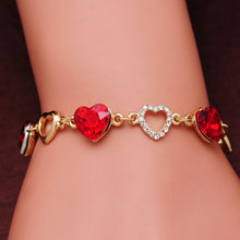 Load image into Gallery viewer, Guvivi Romantic Heart Bracelets for Women Gold Color Crystal Charm Bracelets Bangles Fashion Jewelry bracelet femme Bijoux
