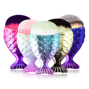Fashion 5 Color Women Beauty Soft Fish Scale Mermaid Bottom Powder Blush Face Cheek Colorful Hair Makeup Cosmetics Brush