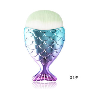 Fashion 5 Color Women Beauty Soft Fish Scale Mermaid Bottom Powder Blush Face Cheek Colorful Hair Makeup Cosmetics Brush