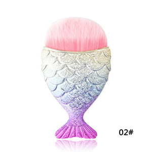 Fashion 5 Color Women Beauty Soft Fish Scale Mermaid Bottom Powder Blush Face Cheek Colorful Hair Makeup Cosmetics Brush