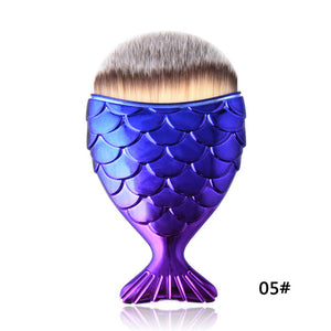 Fashion 5 Color Women Beauty Soft Fish Scale Mermaid Bottom Powder Blush Face Cheek Colorful Hair Makeup Cosmetics Brush
