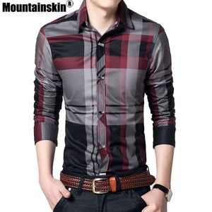 Mountainskin Striped Men's Shirts 4XL 100% Cotton Business Men Shirts Long Sleeve Brand Casual Men's Clothing Slim Fit SEA144
